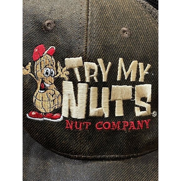 "Try My Nuts" Nut Company Baseball Cap Hat Adjustable Brown Red - Picture 7 of 7